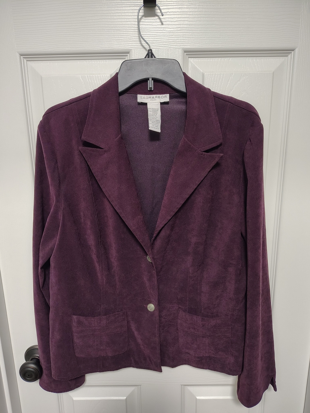 Sag Harbor Deep Plum Suede-Look Blazer Jacket